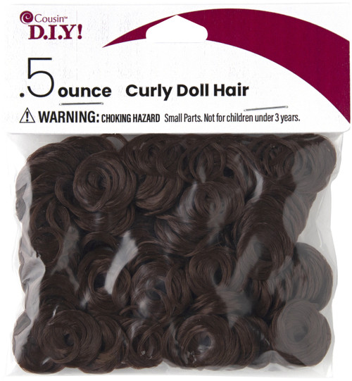 6 Pack CousinDIY Curly Doll Hair .5oz-Auburn Brown A50026ML-8 - 191648094176