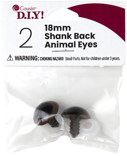 6 Pack - CousinDIY Shank Back Animal Eyes Brown 6/Pkg-18mm - 40000423-426 - 191648093674