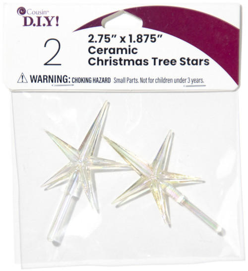 6 Pack - CousinDIY Ceramic Christmas Tree Stars 2.75"X1.875" 2/Pkg-Iridescent - 40000458 - 191648093858