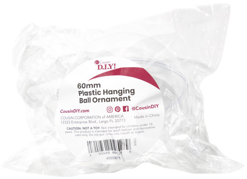 6 Pack - CousinDIY Plastic Hanging Ball Ornament 60mm-Clear - 40000678 - 191648095265