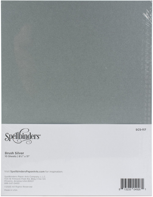 Spellbinders Color Essentials Cardstock 8.5"X11" 10/Pkg-Brushed Silver SCS117 - 813233049261