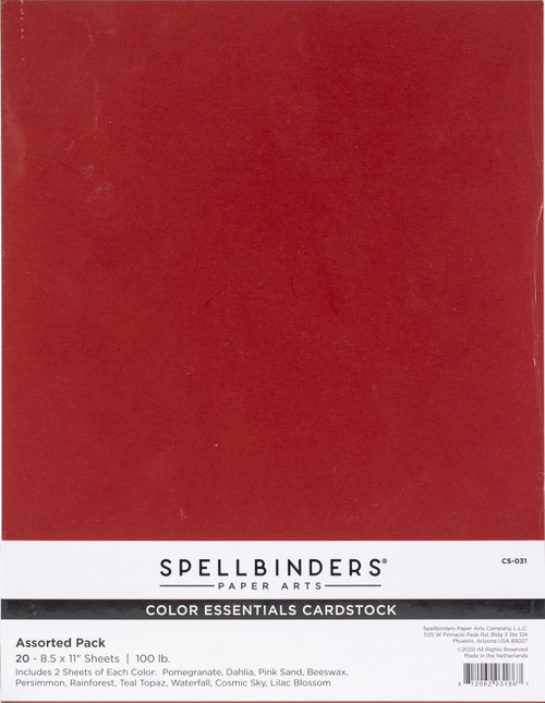 Spellbinders Color Essentials Cardstock 8.5"X11" 20/Pkg-Assorted Colors SPCS031 - 812062031867