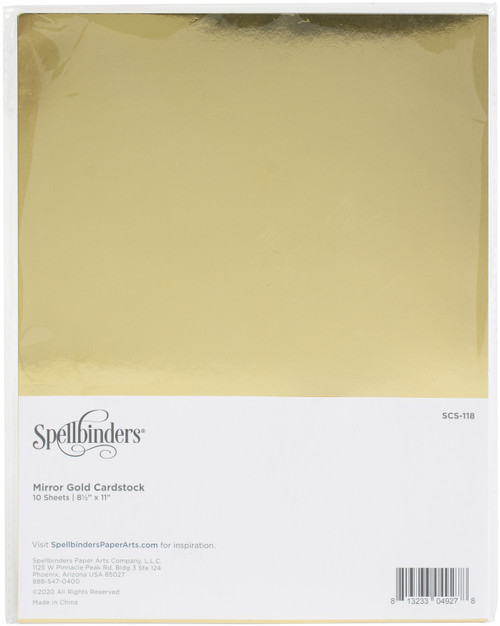 Spellbinders Color Essentials Cardstock 8.5"X11" 10/Pkg-Mirror Gold SCS118 - 813233049278