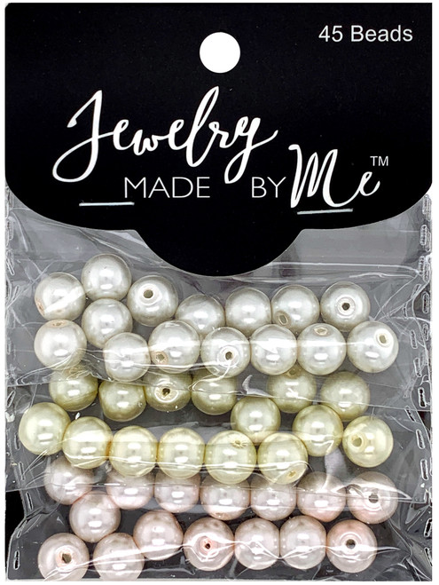 Jewelry Made By Me Round Beads-Ivory, Yellow, Pink - WP18C58G - 842702147146