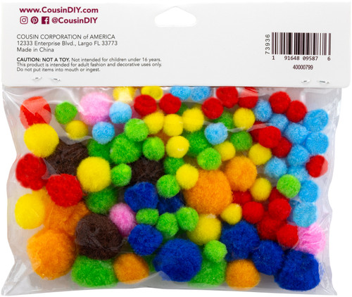 3 Pack - CousinDIY Pom-Pom Variety Pack 100/Pkg-Multi - POMVP-799 3 Pack - CousinDIY Pom-Pom Variety Pack 100/Pkg-Multi - POMVP-799