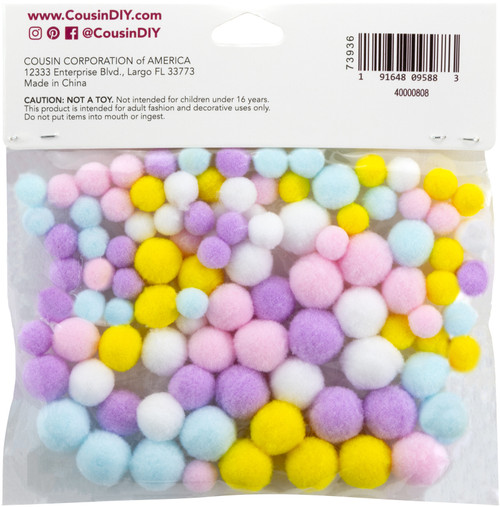 3 Pack - CousinDIY Pom-Pom Variety Pack 100/Pkg-Spring - A50026M0-808 3 Pack - CousinDIY Pom-Pom Variety Pack 100/Pkg-Spring - A50026M0-808