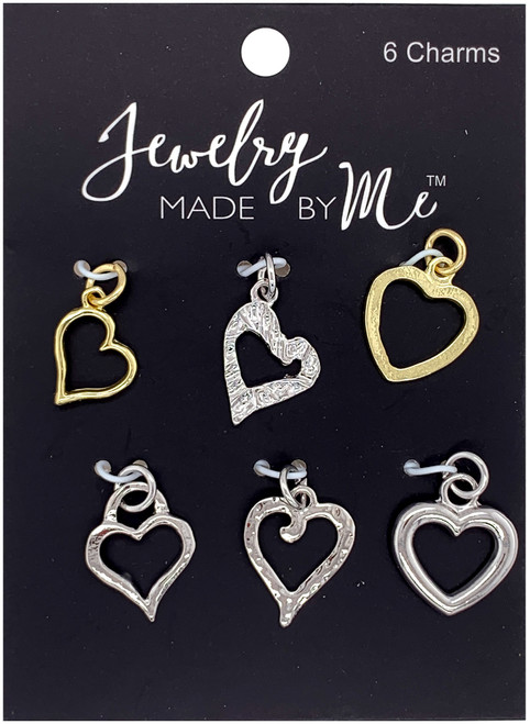 Jewelry Made By Me Charms 6/Pkg-Heart P1581381 - 842702146705