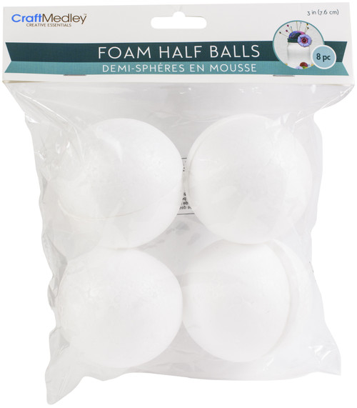 Craft Medley Foam Half Ball 8/Pkg-3" SB053 - 775749253153