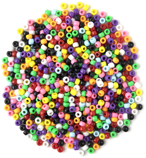 3 Pack CousinDIY Pony Beads 6mmx9mm 1,000/Pkg-Opaque Multicolor A50026P2-828