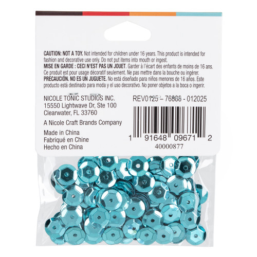 12 Pack - CousinDIY Cupped Sequins-Turquoise Peacock, 8mm 200/Pkg - 5A002F8G-877 12 Pack - CousinDIY Cupped Sequins-Turquoise Peacock, 8mm 200/Pkg - 5A002F8G-877