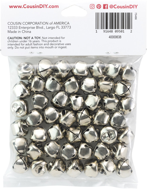 3 Pack - CousinDIY Jingle Bells .5" 48/Pkg-Silver - 40000638-638 3 Pack - CousinDIY Jingle Bells .5" 48/Pkg-Silver - 40000638-638