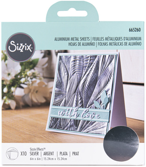 Sizzix Surfacez Aluminum Metal Sheets 6"X6" 10/Pkg-Silver 665260 - 630454271178