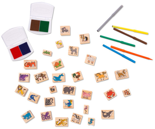 Melissa & Doug Deluxe Wooden Stamp Set-Animals - MD2394