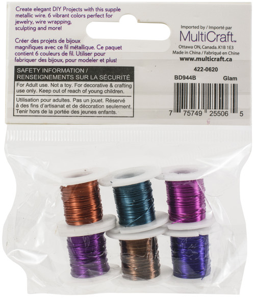 Craft Medley Metallic Wire 28g 6/Pkg-Glam BD944-B