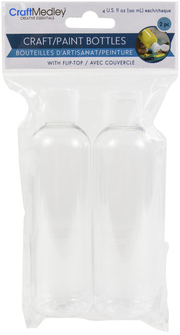 Craft Medley Empty Paint Bottles 2/Pkg-4oz - PB199 - 775749255386