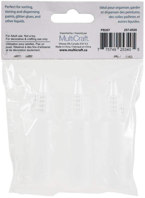 Craft Medley Empty Glitter Glue Applicator Bottle 3/Pkg-20ml - PB207 Craft Medley Empty Glitter Glue Applicator Bottle 3/Pkg-20ml - PB207