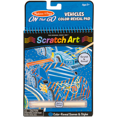 Melissa & Doug On The Go Scratch Art Color Reveal Pad-Vehicles MDRV-9141 - 000772091411