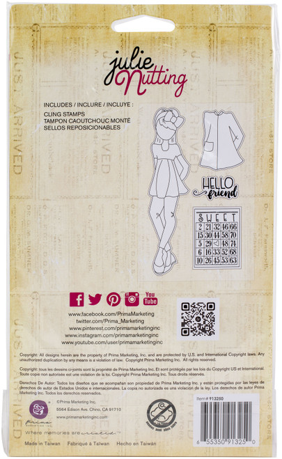 Prima Marketing Julie Nutting Mixed Media Cling Rubber Stamp-Amberly 913250