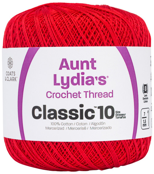 Aunt Lydia's Classic Crochet Thread Size 10-Atom Red - 154-2160 - 073650056222