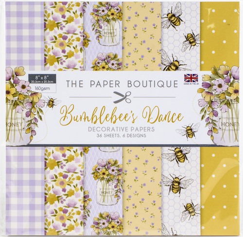 The Paper Boutique Paper Pad 8"X8" 36/Pkg-Bumblebee's Dance, 6 Designs PB1477 - 50522011046175052201104617