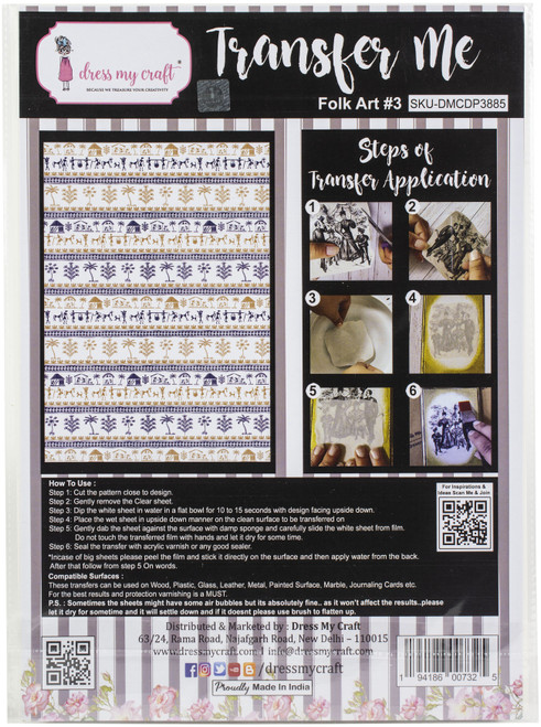 Dress My Craft Transfer Me Sheet A4-Folk Art #3 - DMCD3885 - 194186007325