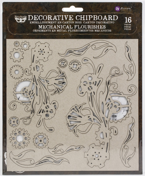 Finnabair Decorative Chipboard-Mechanical Flourishes, 16/Pkg 968915 - 655350968915