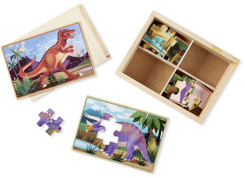 Melissa & Doug Wooden Jigsaw Puzzles In A Box 12pcs 4/pkg-Dinosaurs - MD3791 Melissa & Doug Wooden Jigsaw Puzzles In A Box 12pcs 4/pkg-Dinosaurs - MD3791