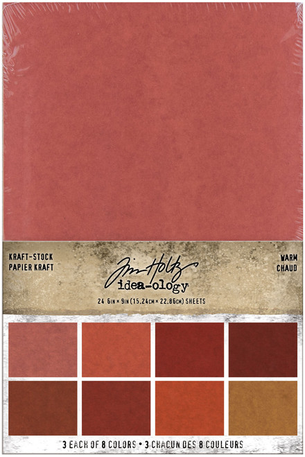 Idea-Ology Kraft-Stock Stack Cardstock Pad 6"X9" 24/Pkg-Warm, 8 Colors/3 Each - TH94112 - 040861941128