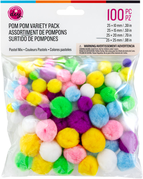 CousinDIY Pom-Pom Variety Pack 100/Pkg-Spring - A50026M0-808 - 191648095883