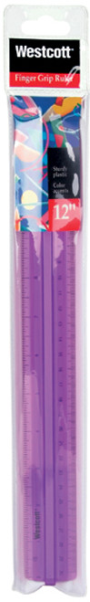 Westcott Finger Grip Ruler 12"-Assorted Colors - R403-12 - 073577004030