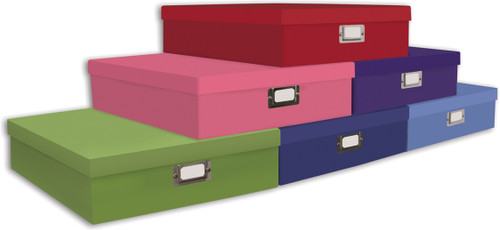 Pioneer Scrapbook Storage Box-14.75"X13"X3.75" Assorted Solid Colors - OB-12S - 023602621404 Pioneer Scrapbook Storage Box-14.75"X13"X3.75" Assorted Solid Colors - OB-12S - 023602621404