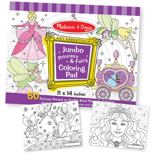 Melissa & Doug Jumbo Coloring Pad 11"X14" 50 Pages-Princess & Fairy - MD4263 Melissa & Doug Jumbo Coloring Pad 11"X14" 50 Pages-Princess & Fairy - MD4263