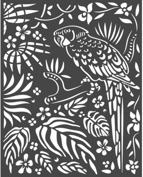 Stamperia Stencil 7.87"X9.84"-Parrot, Amazonia KSTD067 - 5993110012849