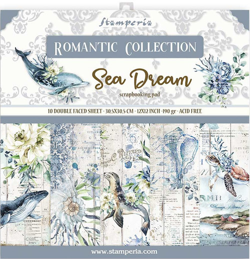 Stamperia Double-Sided Paper Pad 12"X12" 10/Pkg-Romantic Sea Dream, 10 Designs/1 Each SBBL87