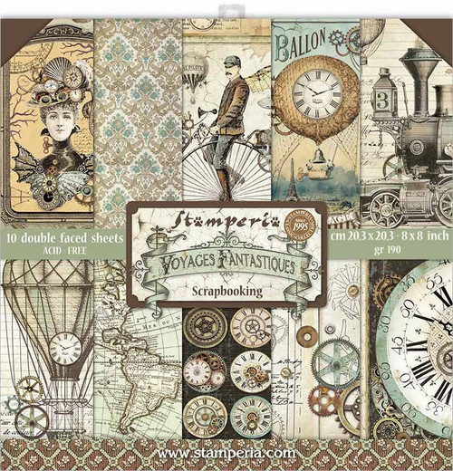 Stamperia Double-Sided Paper Pad 8"X8" 10/Pkg-Voyages Fantastiques, 10 Designs/1 Each SBBS30