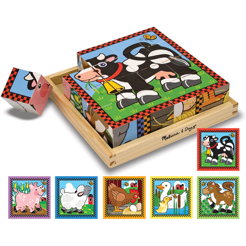 Melissa & Doug Wooden Cube Puzzle 16pcs 8"X8"-Farm - MD775 Melissa & Doug Wooden Cube Puzzle 16pcs 8"X8"-Farm - MD775