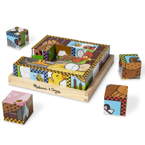 Melissa & Doug Wooden Cube Puzzle 16pcs 8"X8"-Farm - MD775 Melissa & Doug Wooden Cube Puzzle 16pcs 8"X8"-Farm - MD775