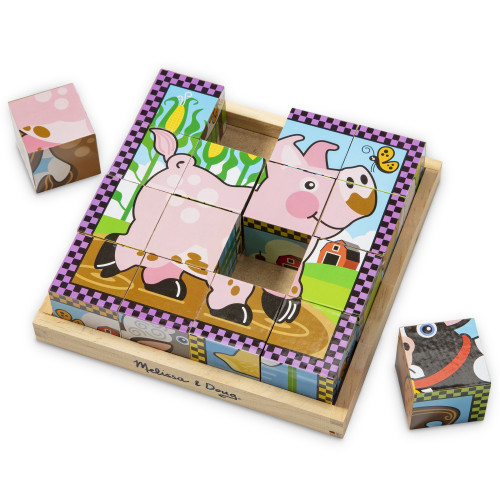 Melissa & Doug Wooden Cube Puzzle 16pcs 8"X8"-Farm - MD775 Melissa & Doug Wooden Cube Puzzle 16pcs 8"X8"-Farm - MD775