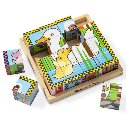 Melissa & Doug Wooden Cube Puzzle 16pcs 8"X8"-Farm - MD775 Melissa & Doug Wooden Cube Puzzle 16pcs 8"X8"-Farm - MD775