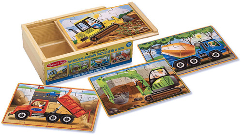 Melissa & Doug Wooden Jigsaw Puzzles In A Box 12pcs 4/pkg-Construction - MD3792 Melissa & Doug Wooden Jigsaw Puzzles In A Box 12pcs 4/pkg-Construction - MD3792