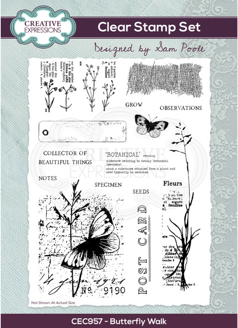 Creative Expressions A5 Clear Stamp Set By Sam Poole-Butterfly Walk CEC957