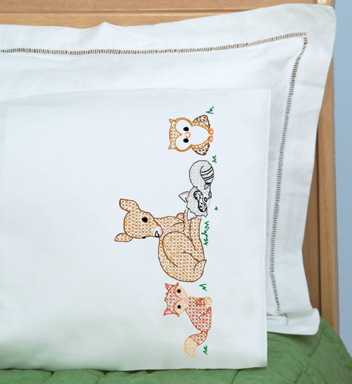 Jack Dempsey Children's Stamped Pillowcase W/Perle Edge-Deer & Friends - 1605 934