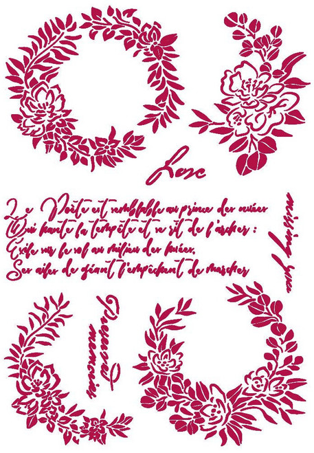 Stamperia Stencil G 8.27"X11.69"-Journal Garlands Love, Romantic KSG461 - 5993110014539