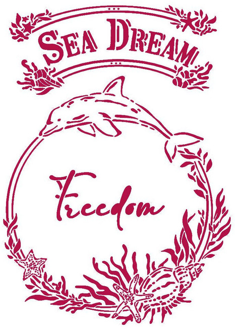 Stamperia Stencil G 8.27"X11.69"-Sea Dream Freedom, Romantic KSG462 - 5993110014546