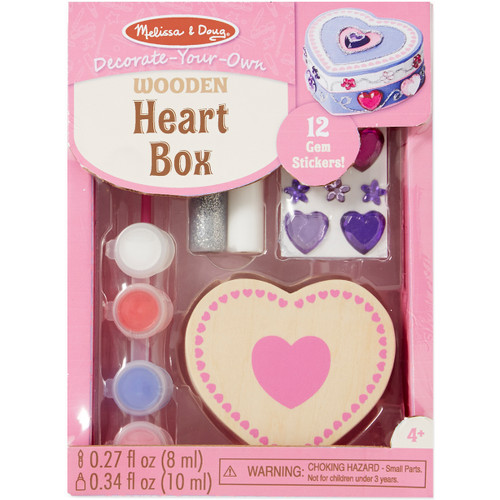 Melissa & Doug Decorate-Your-Own Wooden Chest-Heart MDCHEST-8850 - 000772088503