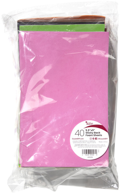 CousinDIY Sticky Back Foam Sheets Value Pack 6"X9" 40/Pkg-Assorted - 40000556 - 191648094480