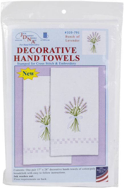 Jack Dempsey Stamped Decorative Hand Towel Pair 17"X28"-Lavender - 320 791 - 013155027914