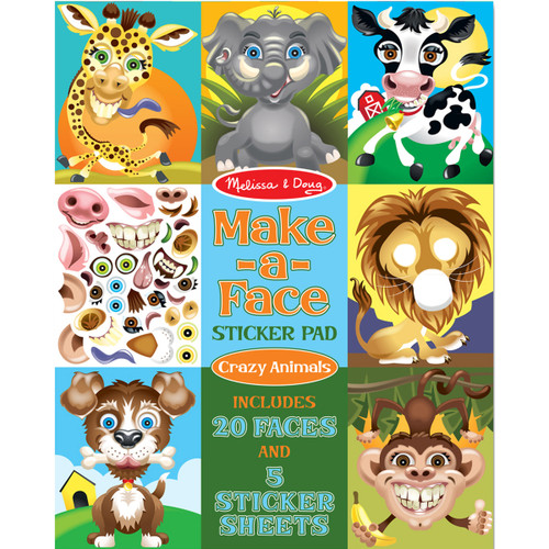 Make-A-Face Sticker Pad-Crazy Animals -MD8605 - 000772086059