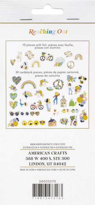 3 Pack Jen Hadfield Reaching Out Ephemera Cardstock Die-Cuts-Icons W/Gold Foil Accents JH005570