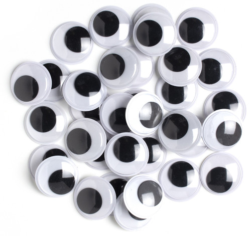 3 Pack CousinDIY Paste-On Wiggle Eyes 25mm 34/Pkg-Black 40000924